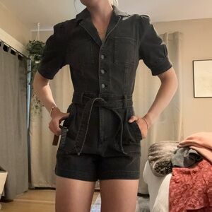 PAIGE Black denim romper